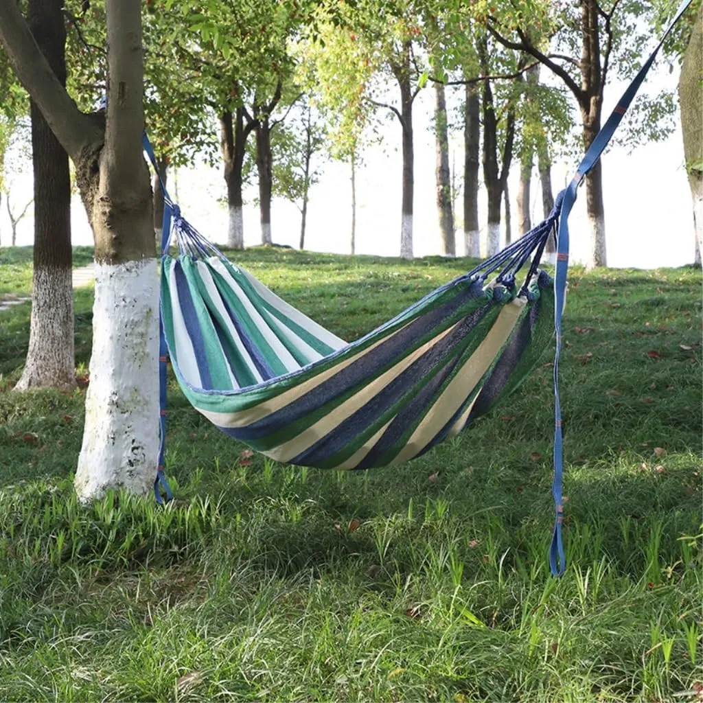 Hammock Double Thickened Cotton Canvas Camping Hammock Sheets Double Hammock Outdoor Camping Swing Dormitory Hanging Chair Hammock Outdoor(B)