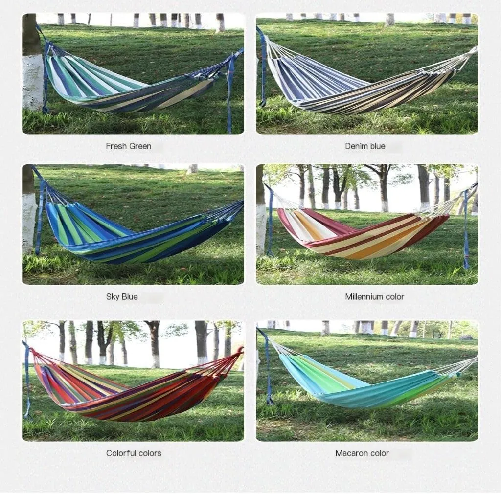 Hammock Double Thickened Cotton Canvas Camping Hammock Sheets Double Hammock Outdoor Camping Swing Dormitory Hanging Chair Hammock Outdoor(B)