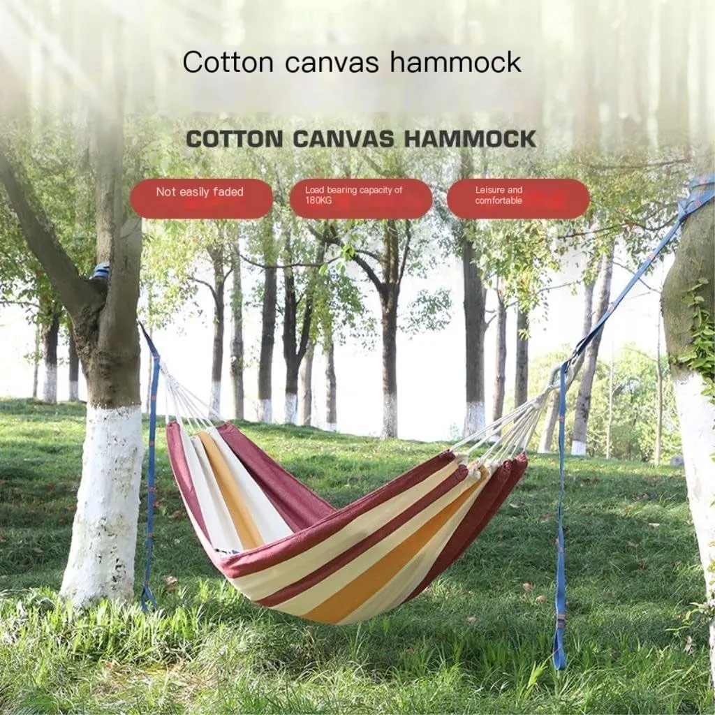 Hammock Double Thickened Cotton Canvas Camping Hammock Sheets Double Hammock Outdoor Camping Swing Dormitory Hanging Chair Hammock Outdoor(B)