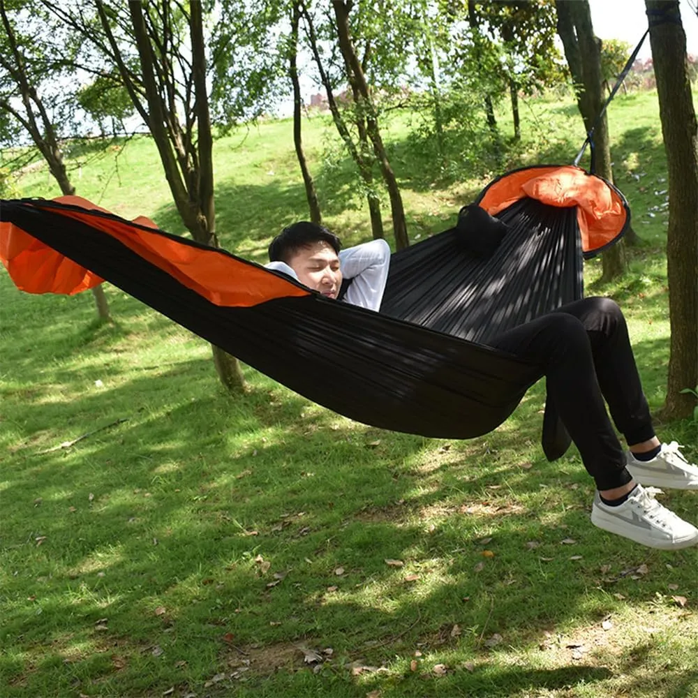 Hammock for Camping with Automatic Frame, Detachable Bug Net, and Anti-Tip Nylon Fabric - Easy Travel Companion