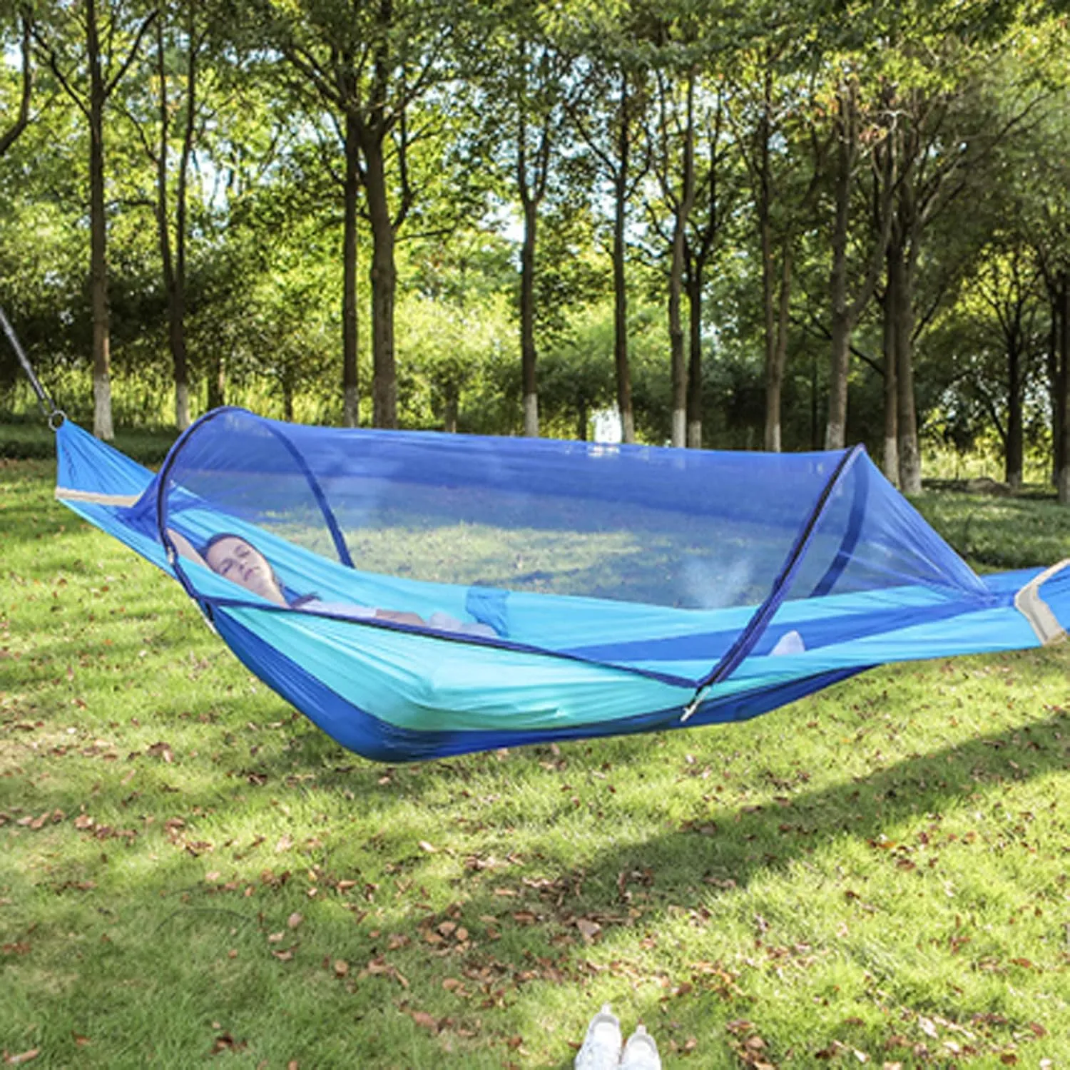 Hammock Hammock Portable Camping Hammock with Mosquito Net Double & Single Hammock Nylon Hammock for Outdoor Indoor Patio Hiking Beach for Outdoor Camping and Picnic