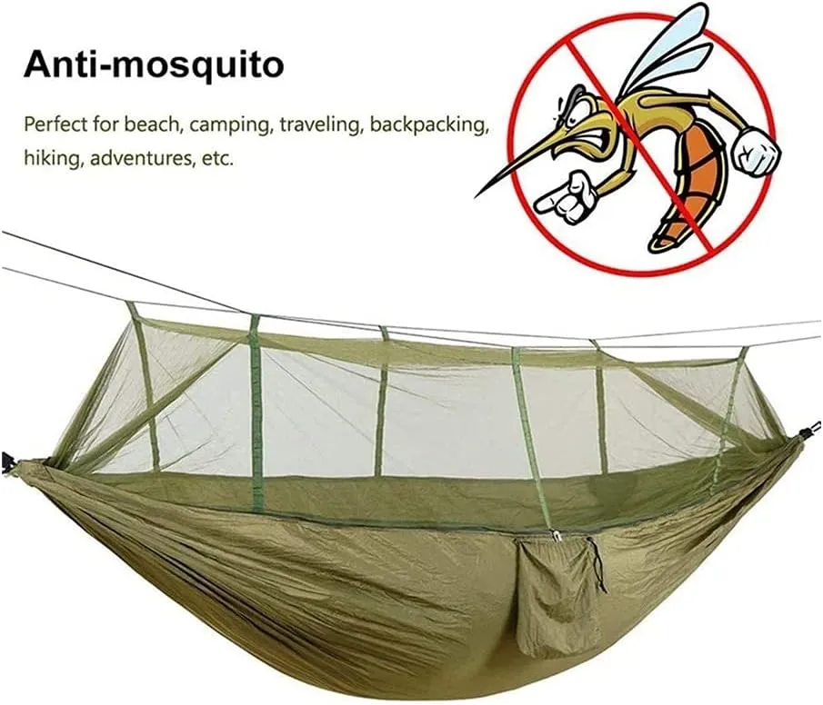 Hammock Handmade Camping Hammock with Mosquito Net Pop-Up Light Portable Outdoor Parachute Hammocks Swing Sleeping Hammock Camping Stuff Swing
