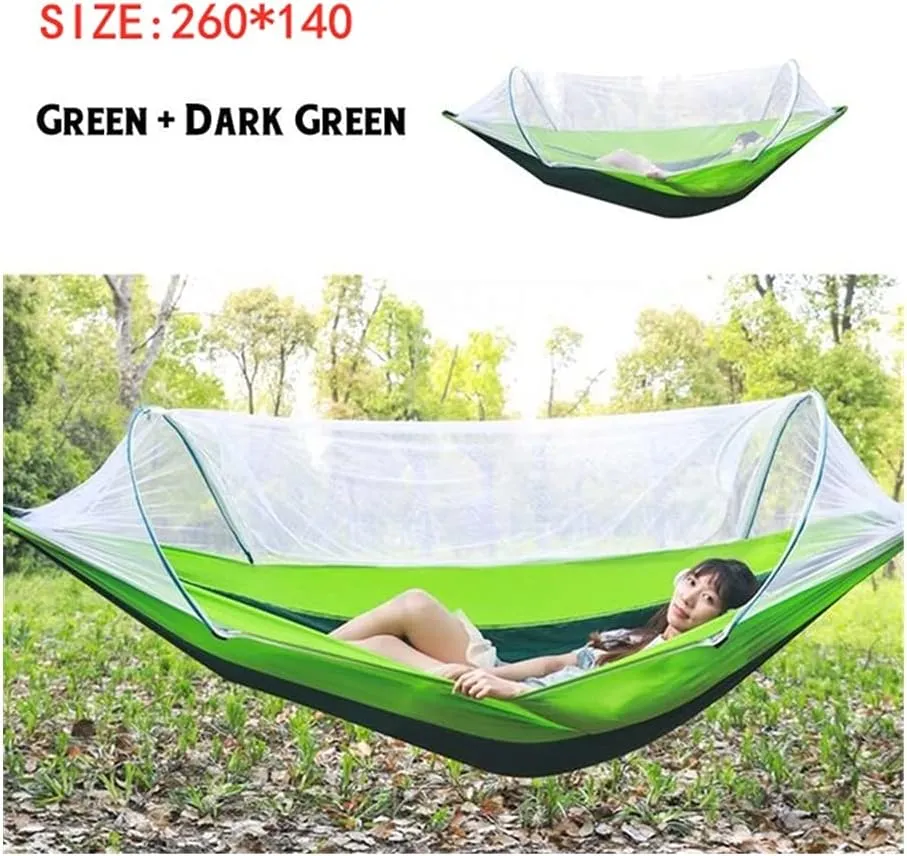 Hammock Handmade Camping Hammock with Mosquito Net Pop-Up Light Portable Outdoor Parachute Hammocks Swing Sleeping Hammock Camping Stuff Swing
