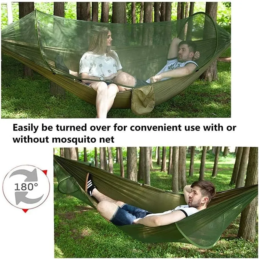 Hammock Handmade Camping Hammock with Mosquito Net Pop-Up Light Portable Outdoor Parachute Hammocks Swing Sleeping Hammock Camping Stuff Swing