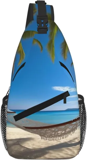Hammock Hanging From Palm Trees Printed Cross Chest Bag Diagonally Chest Messenger Bag