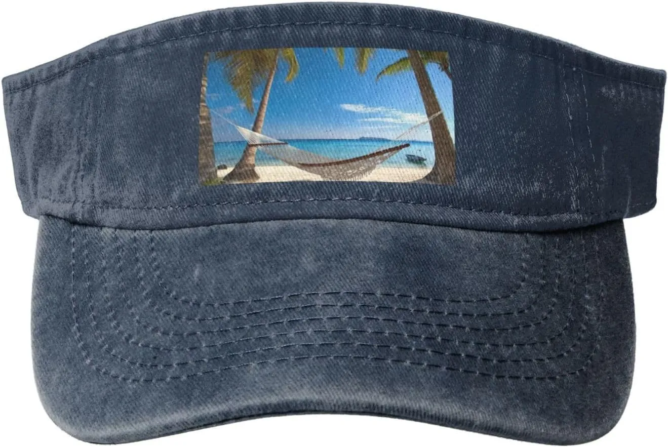Hammock Hanging from Palm Trees Printed Empty Top Baseball Sun Cap Cowboy Baseball Cap
