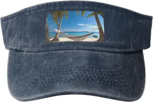 Hammock Hanging from Palm Trees Printed Empty Top Baseball Sun Cap Cowboy Baseball Cap