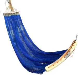 Hammock Ice Silk Hammock Outdoor Thickened Fine Mesh Single and Double Anti-Rollover Hanging Chair Camping Courtyard Hammocks for Outside(Blue,B)