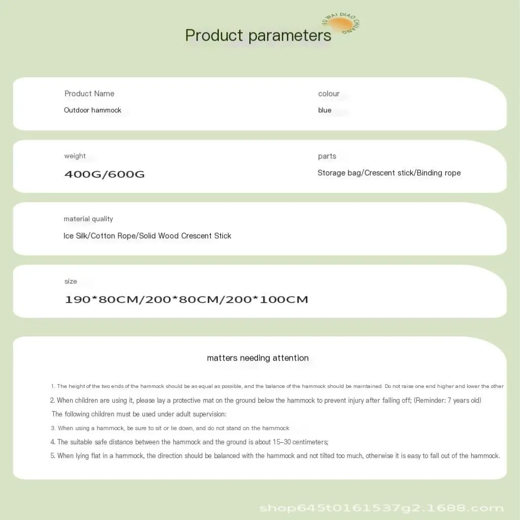 Hammock Ice Silk Hammock Outdoor Thickened Fine Mesh Single and Double Anti-Rollover Hanging Chair Camping Courtyard Hammocks for Outside(Green,B)