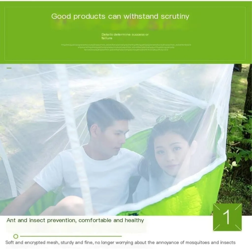 Hammock Mosquito Net Hammock Double Outdoor Anti-Mosquito Parachute Cloth Swing Outdoor Sleeping Hanging Tree Camping Hammocks for Outside(Blue)
