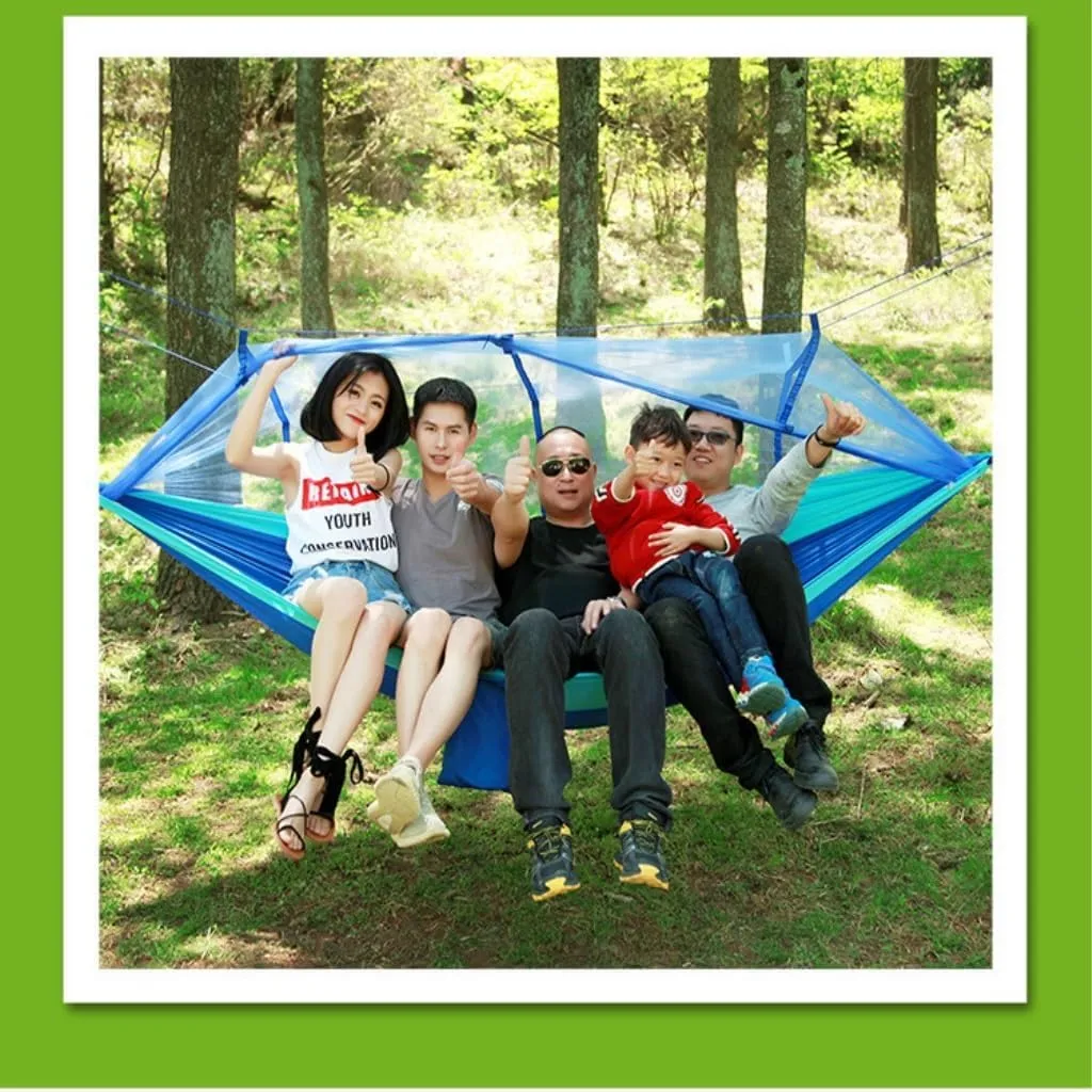 Hammock Mosquito Net Hammock Double Outdoor Anti-Mosquito Parachute Cloth Swing Outdoor Sleeping Hanging Tree Camping Hammocks for Outside(Blue)