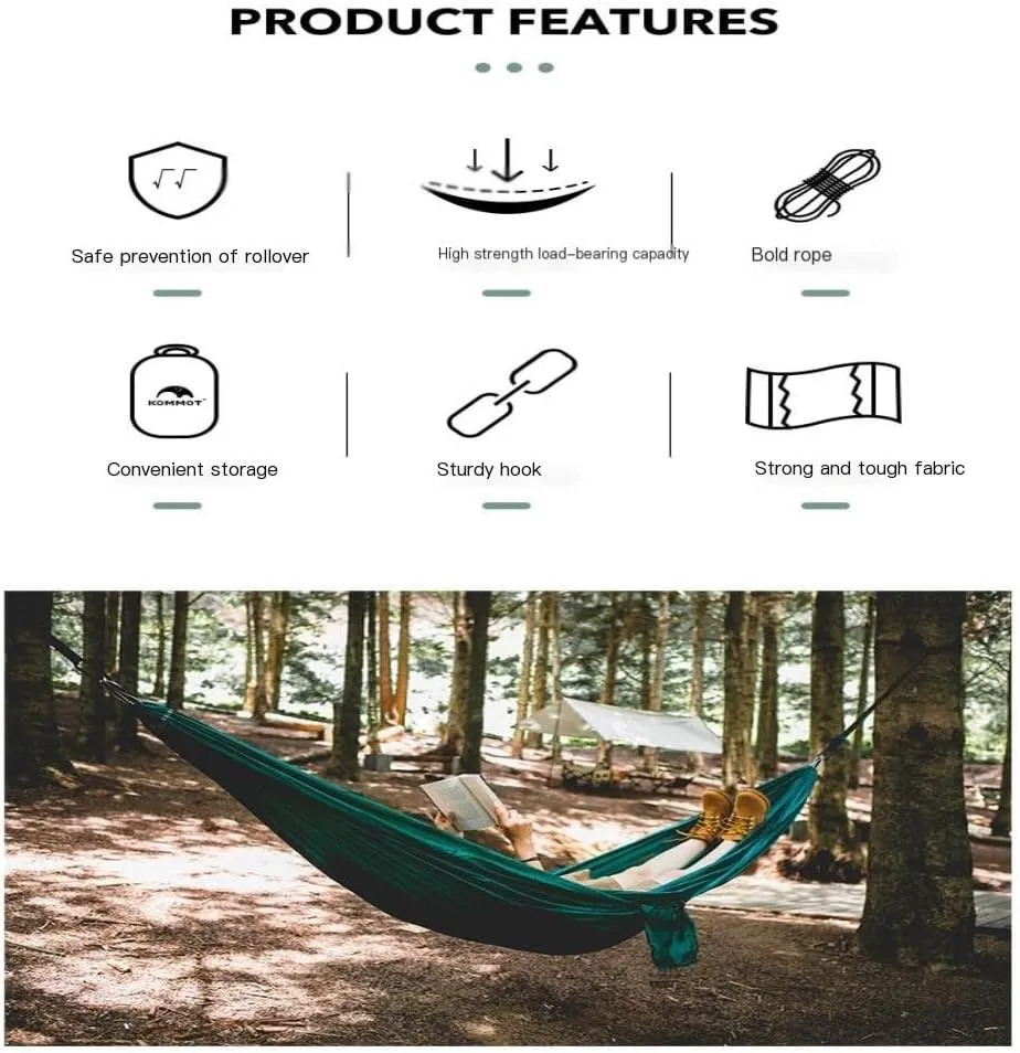 Hammock Muche Outdoor Camping Anti-Rollover Hammock Adult Outdoor Swing Ultra-Light Portable Double Hanging Chair Hammocks for Outside(E)