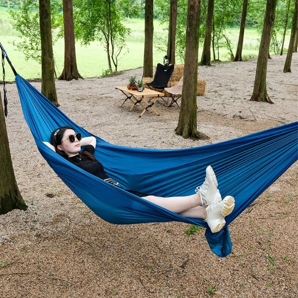 Hammock Outdoor Camping Parachute Nylon Cloth Single Double Outdoor Camping Cycling Indoor Leisure Outdoor Hammock Hammocks for Outside(Orange,B)