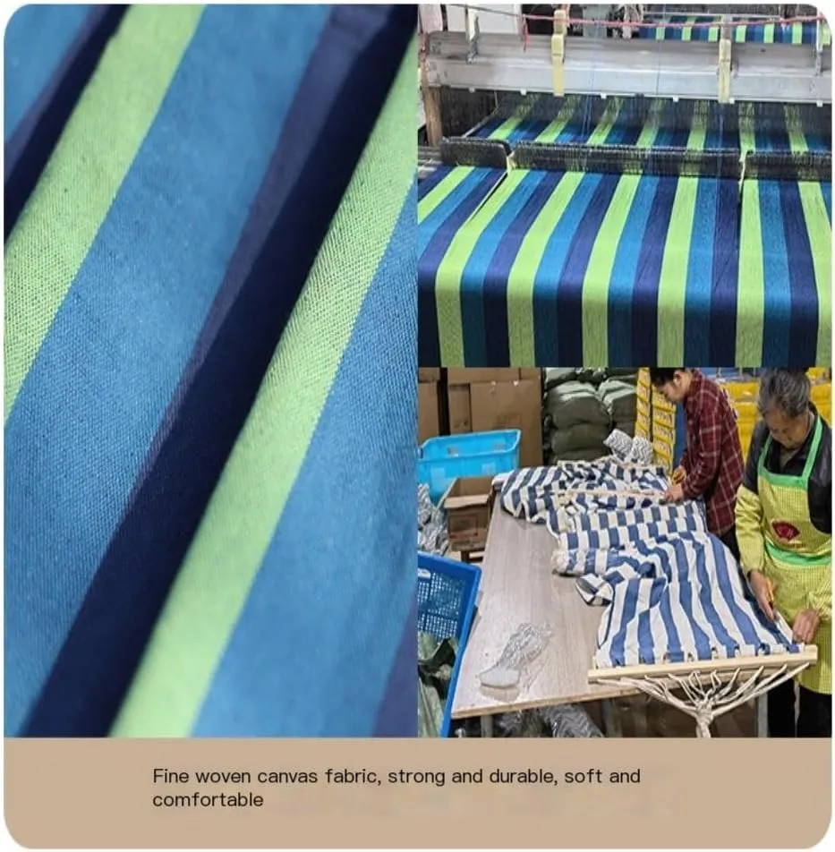 Hammock Outdoor Hammock Camping Canvas Straight Wooden Stick Anti-Rollover Leisure Single and Double Swing Room Hammocks for Outside(A)