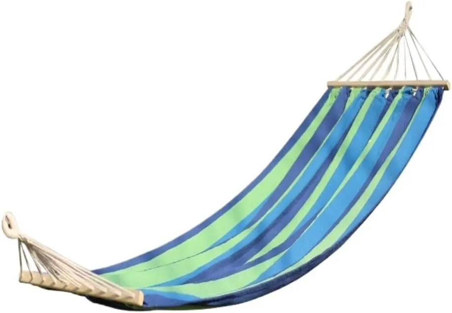 Hammock Outdoor Hammock Camping Canvas Straight Wooden Stick Anti-Rollover Leisure Single and Double Swing Room Hammocks for Outside(A)