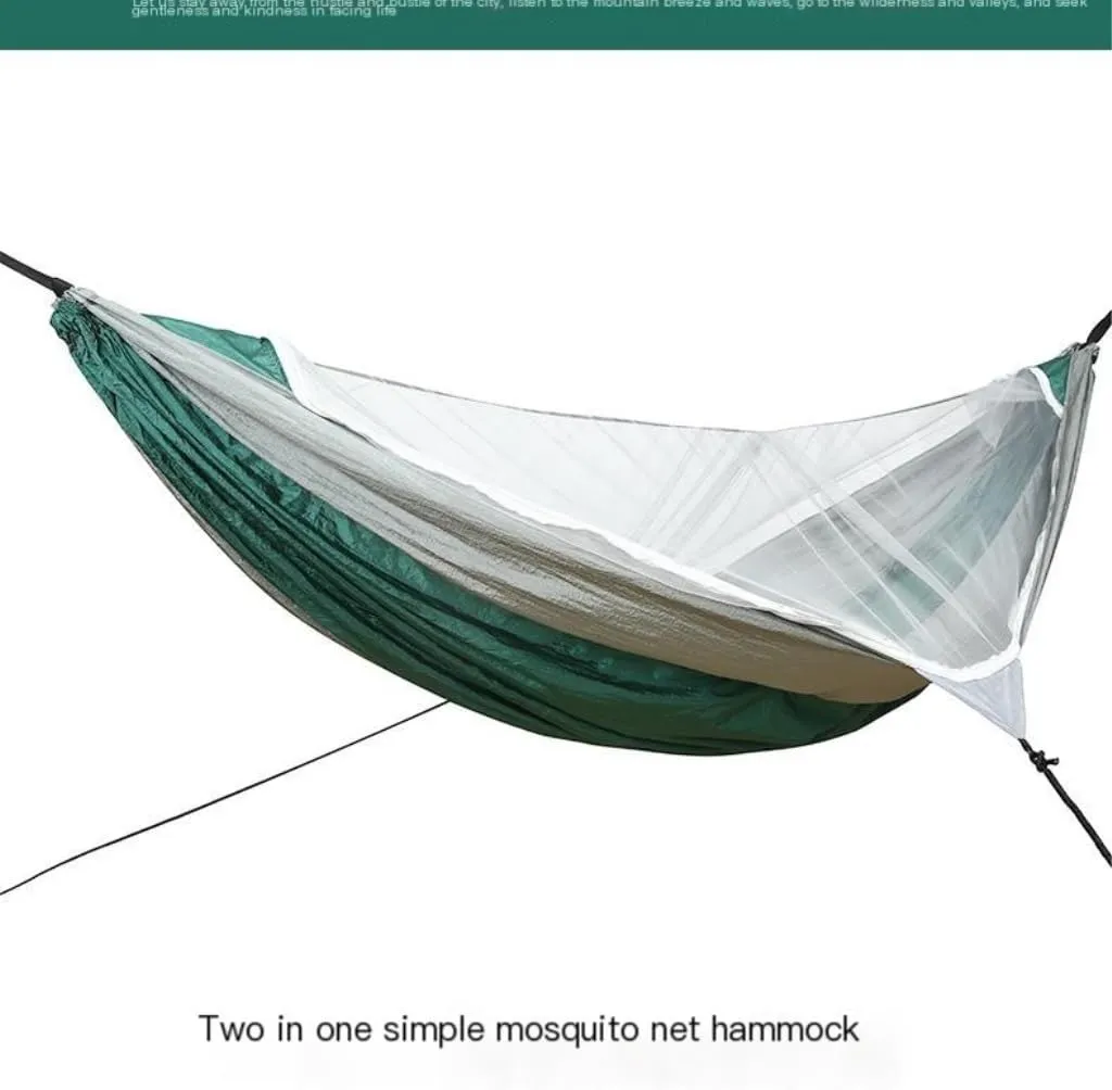 Hammock Outdoor Mosquito Net Automatic Quick-Open Anti-Mosquito Hammock Outdoor Single Double Parachute Hammock Hammocks for Outside(Green)