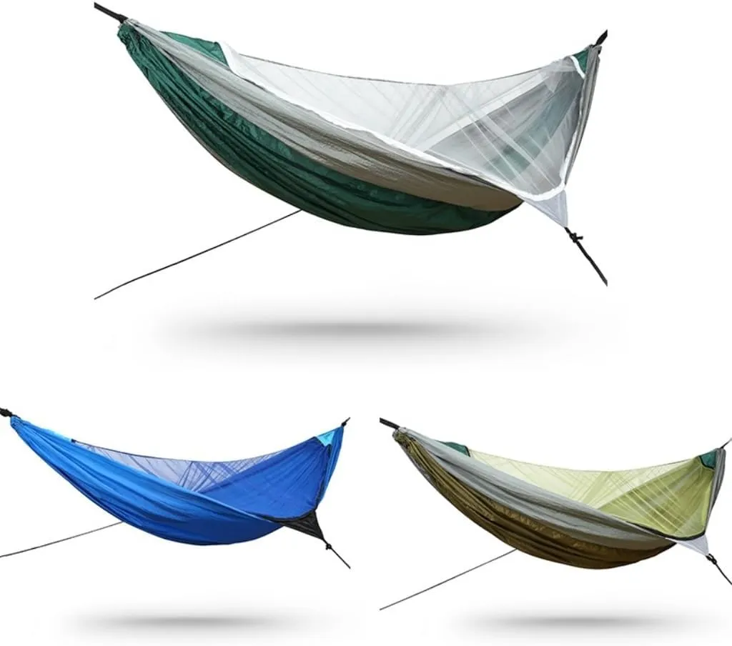Hammock Outdoor Mosquito Net Automatic Quick-Open Anti-Mosquito Hammock Outdoor Single Double Parachute Hammock Hammocks for Outside(Green)