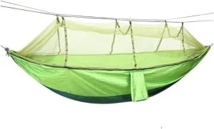 Hammock Outdoor Parachute Wholesale Hammock with Mosquito Net Anti-Mosquito Nylon Single Double Camping Hammock Hammocks for Outside(Green)