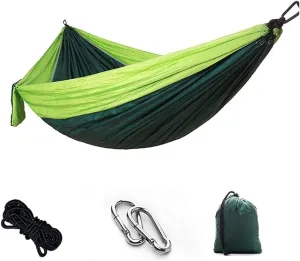 Hammock Portable Camping Hammock,Double Hanging Bed,Lightweight Nylon Parachute Hammock, Outdoor Survival Travel Leisure Sleeping Swing, Green