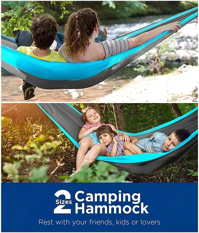Hammock Portable Camping Hammock,Double Hanging Bed,Lightweight Nylon Parachute Hammock, Outdoor Survival Travel Leisure Sleeping Swing, Green