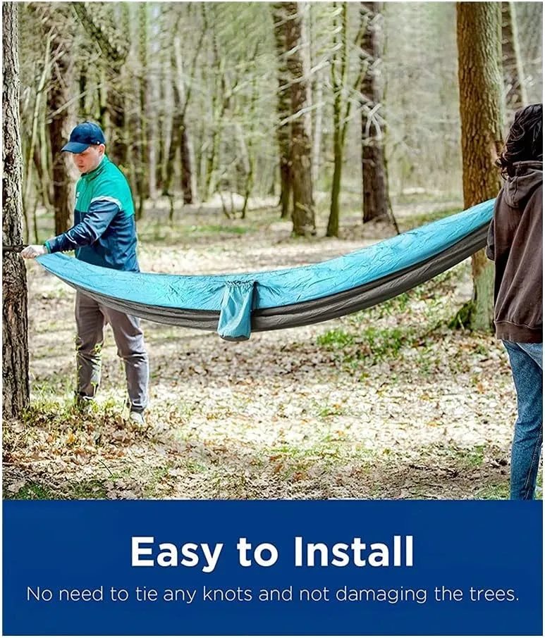 Hammock Portable Camping Hammock,Double Hanging Bed,Lightweight Nylon Parachute Hammock, Outdoor Survival Travel Leisure Sleeping Swing, Green