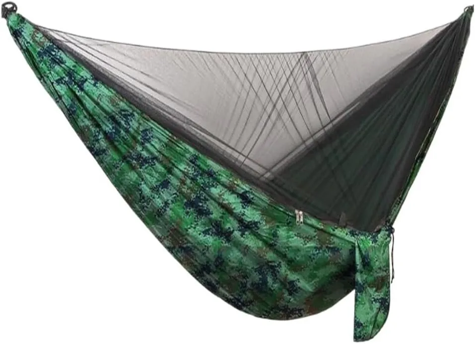 Hammock Quick-Release Hammock with Mosquito Net Hanging Sheet Double Parachute Cloth Anti-Rollover Camping Hammock Hammocks for Outside(E)