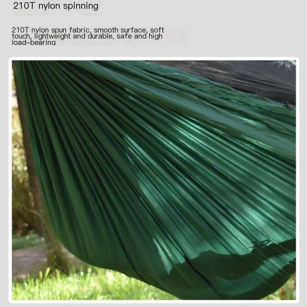 Hammock Ultra-Light Nylon Double Hammock Parachute Cloth Anti-Rollover Elastic Band Encrypted Mosquito Net Hammock Hammocks for Outside(E)