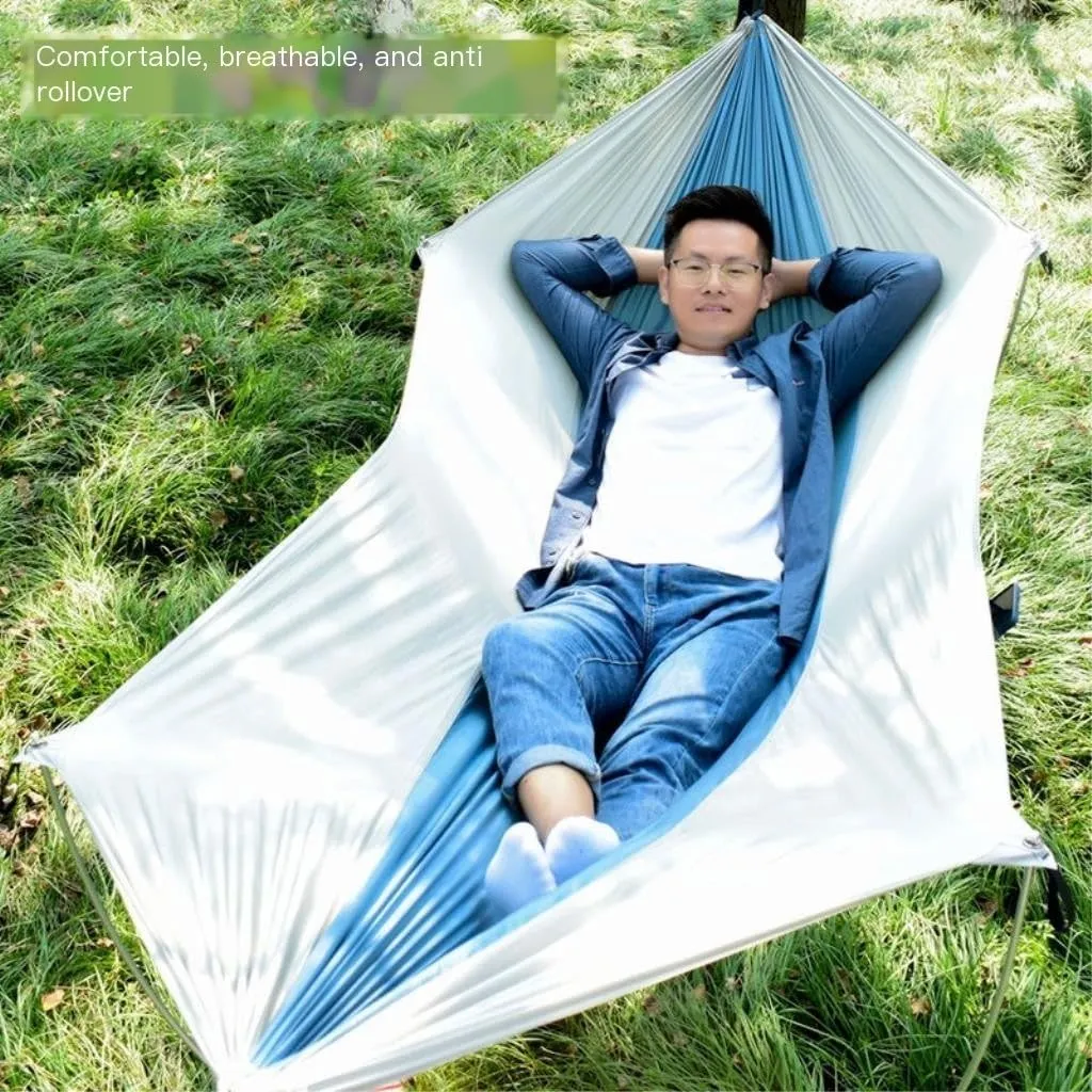 Hammocks Anti-Rollover Pole Hammock Outdoor Camping Single Double Enlarged Thickened Parachute Cloth Camping Hammock Camping Hammocks(Gray,A)