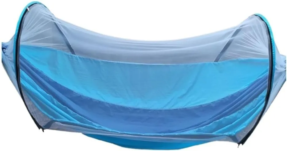 Hammocks Automatic Mosquito Net, Anti-Rollover Hammock, Parachute, Bunis Spinning Camping Leisure Double Hanging Chair Camping Hammocks(Blue)