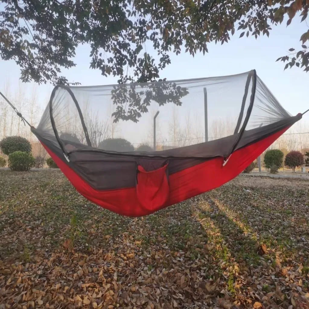 Hammocks Automatic Mosquito Net, Anti-Rollover Hammock, Parachute, Bunis Spinning Camping Leisure Double Hanging Chair Camping Hammocks(Orange)