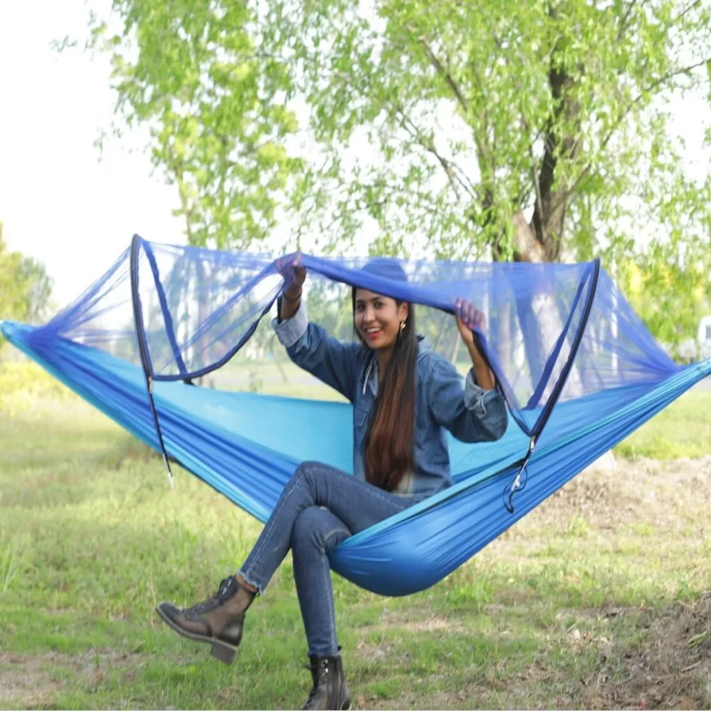 Hammocks Automatic Mosquito Net, Anti-Rollover Hammock, Parachute, Bunis Spinning Camping Leisure Double Hanging Chair Camping Hammocks(Orange)
