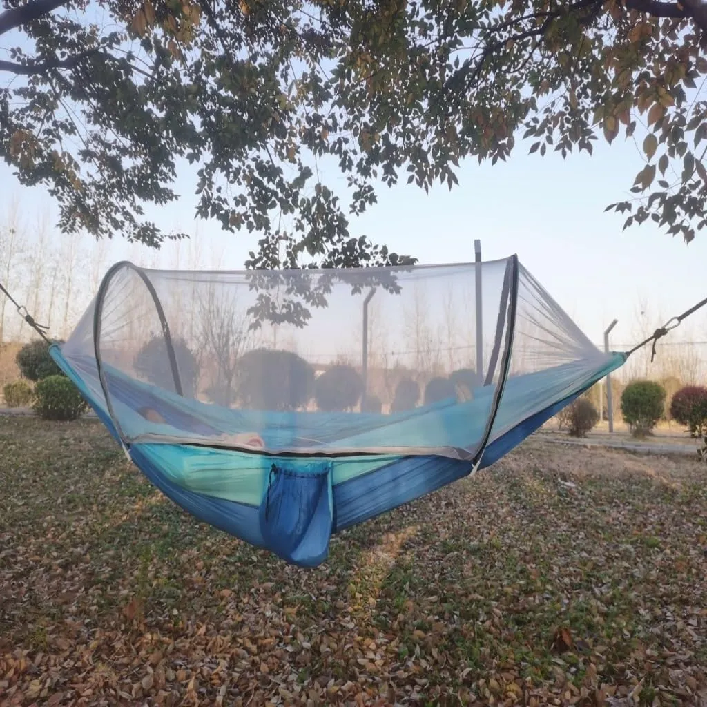 Hammocks Automatic Mosquito Net, Anti-Rollover Hammock, Parachute, Bunis Spinning Camping Leisure Double Hanging Chair Camping Hammocks(Orange)