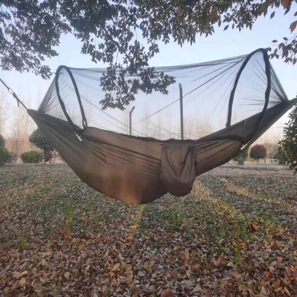 Hammocks Automatic Mosquito Net, Anti-Rollover Hammock, Parachute, Bunis Spinning Camping Leisure Double Hanging Chair Camping Hammocks(Orange)