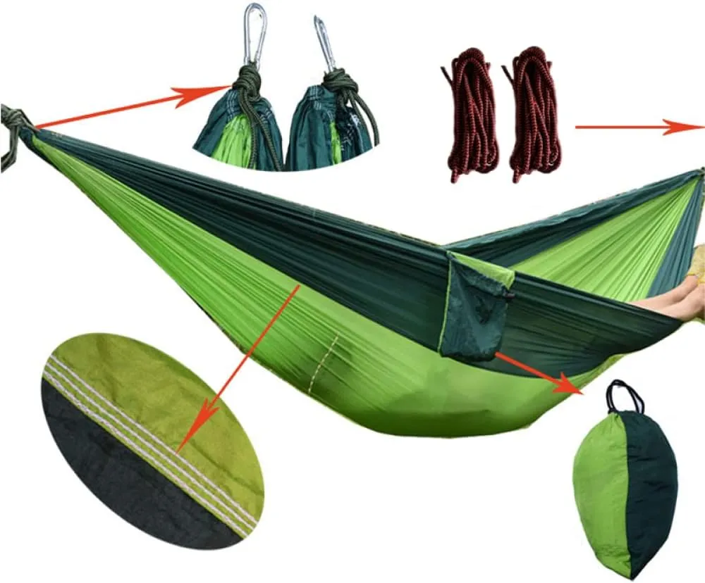 Hammocks Camping Hammock Portable Outdoor Lightweight Nylon Parachute with 2 Tree Ropes Camping Accessories for Outdoor Double & Single Hammocks Outdoor Hammock, China