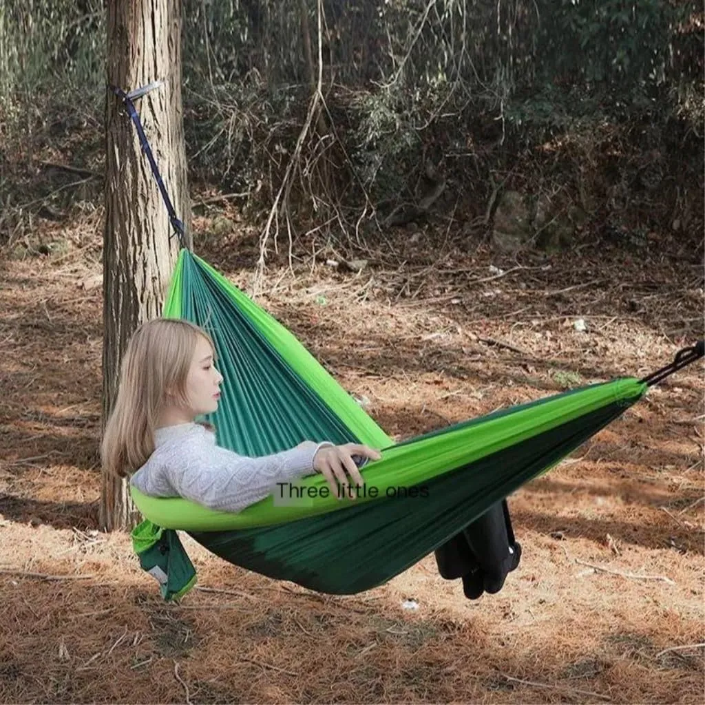 Hammocks Double Inflatable Hammock Outdoor Swing Anti-Rollover Outdoor Camping Outdoor Mosquito-Proof and Durable Camping Hammocks(Blue,A)
