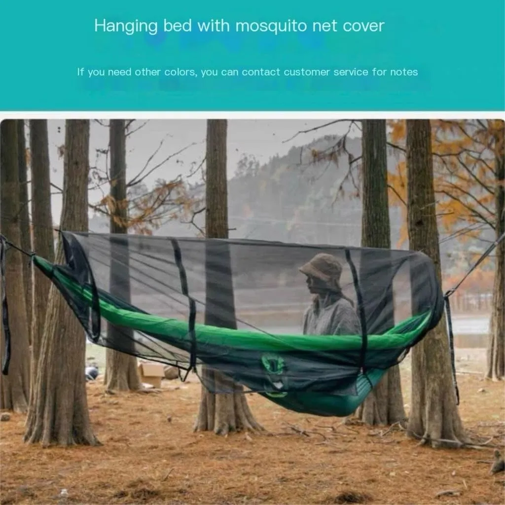 Hammocks Double Inflatable Hammock Outdoor Swing Anti-Rollover Outdoor Camping Outdoor Mosquito-Proof and Durable Camping Hammocks(Blue,A)