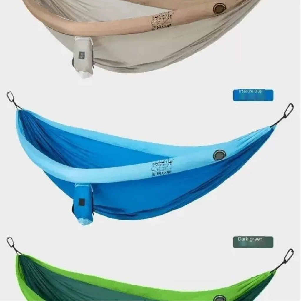 Hammocks Double Inflatable Hammock Outdoor Swing Anti-Rollover Outdoor Camping Outdoor Mosquito-Proof and Durable Camping Hammocks(Blue,A)
