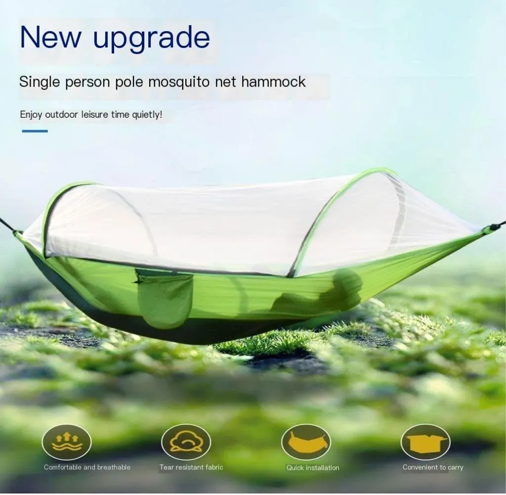 Hammocks Fully Automatic Quick-Opening Mosquito Net Hammock Outdoor Single Double Camping Mosquito Net Hammock Camping Hammocks(Green)