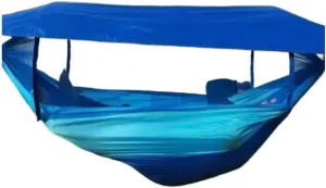 Hammocks Hammock Outdoor Sleeping Double Anti-Rollover with Mosquito Net Courtyard Camping Thickened Indoor Home Swing Camping Hammocks(Blue,A)