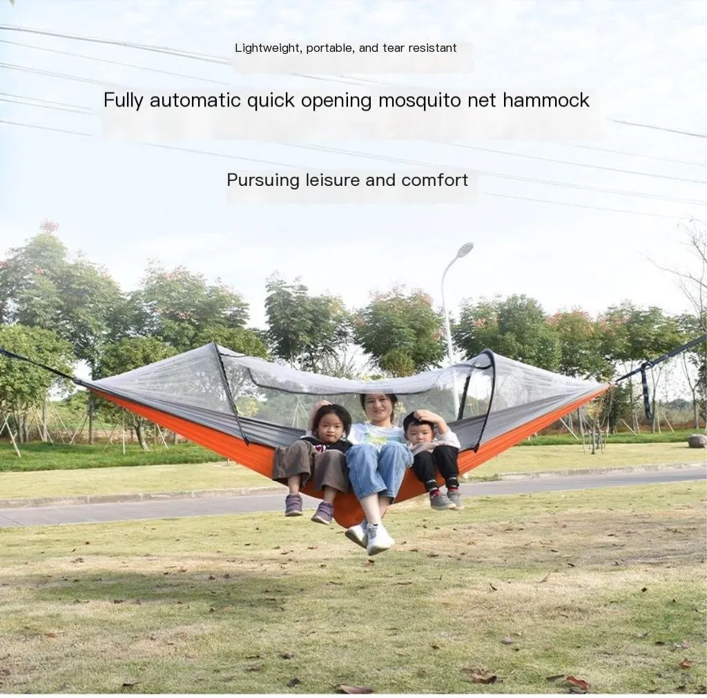 Hammocks Hammock with Mosquito Account Outdoor Camping Indoor Anti-Mosquito Sleeping Double Anti-Rollover Outdoor Camping Hammocks(Orange)