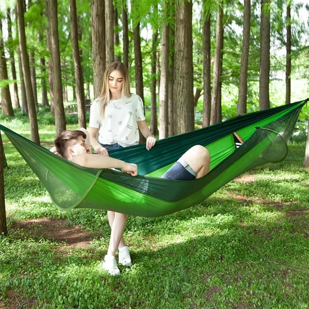Hammocks Hammock with Mosquito Account Outdoor Camping Indoor Anti-Mosquito Sleeping Double Anti-Rollover Outdoor Camping Hammocks(Orange)