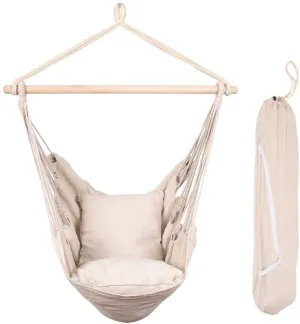 Hammocks Hanging Rope Swing Seat with Two Cushions and Carrying Bag;  Weight Capacity 300 Lbs;  Natural