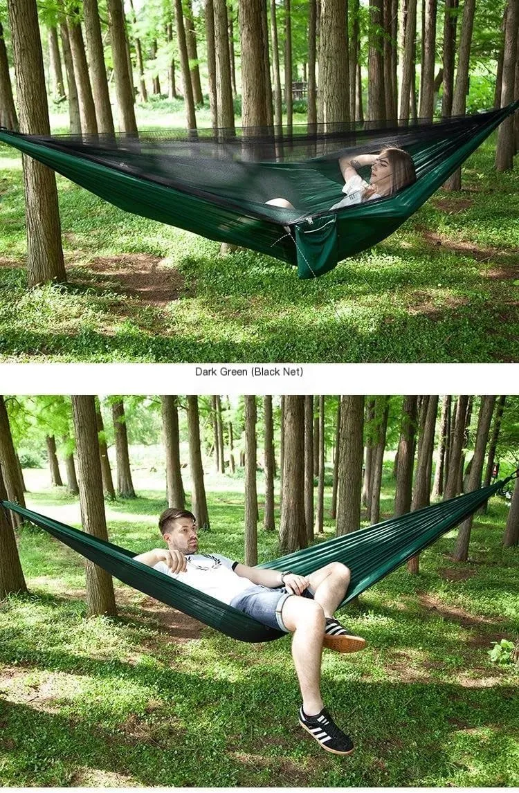Hammocks Mosquito Net Automatic Quick Opening Anti-Mosquito Hammock Outdoor Double Parachute Mosquito Net Hammock Camping Hammocks(E)