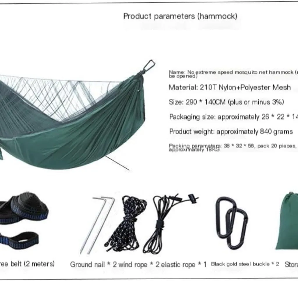 Hammocks Mosquito Net Automatic Quick Opening Anti-Mosquito Hammock Outdoor Double Parachute Mosquito Net Hammock Camping Hammocks(E)