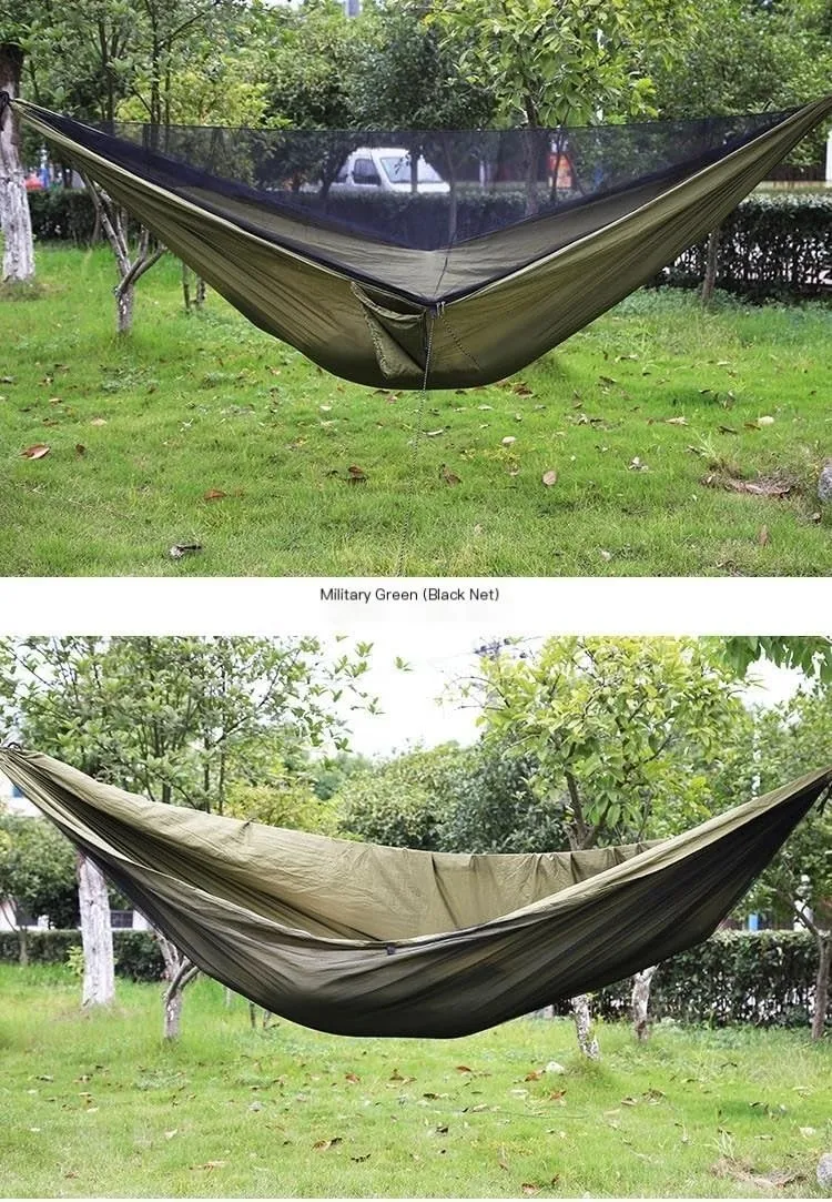 Hammocks Mosquito Net Automatic Quick Opening Anti-Mosquito Hammock Outdoor Double Parachute Mosquito Net Hammock Camping Hammocks(E)