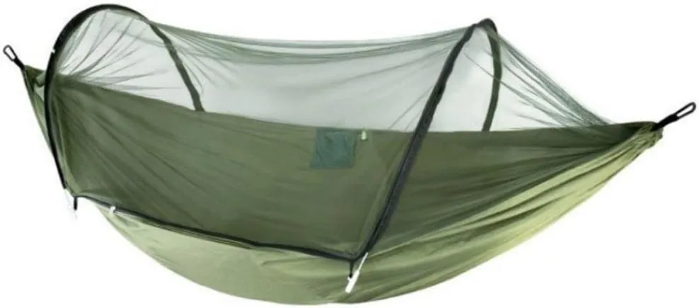 Hammocks Outdoor Anti-Mosquito Hammock Automatic Quick Opening with Mosquito Net Parachute Cloth Single Double Camping Hammocks(B)