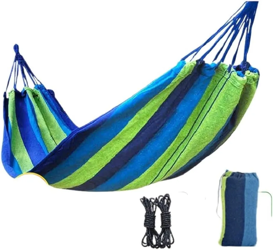 Hammocks Outdoor Camping Canvas Hammock Outdoor Supplies Hammock Double Thick Camping Hammock Parachute Hammock Camping Hammocks(Blue,Medium)