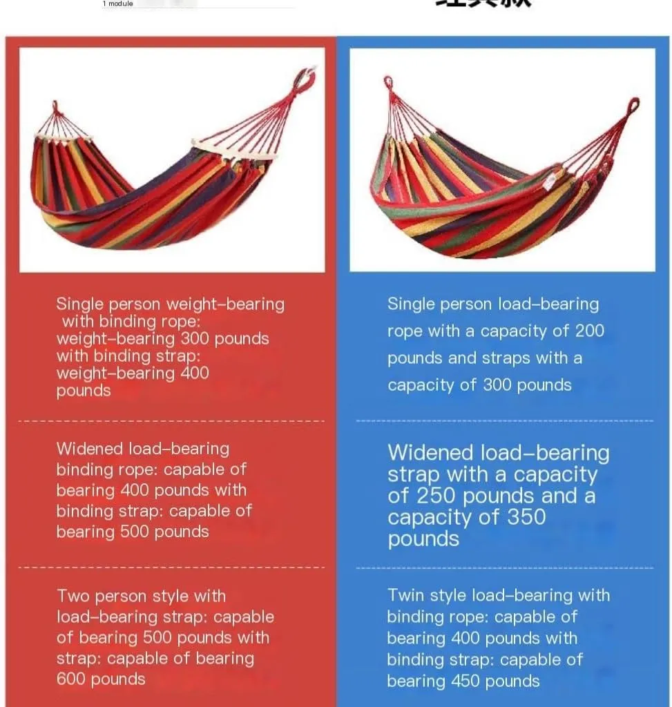 Hammocks Outdoor Camping Canvas Hammock Outdoor Supplies Hammock Double Thick Camping Hammock Parachute Hammock Camping Hammocks(Blue,Medium)