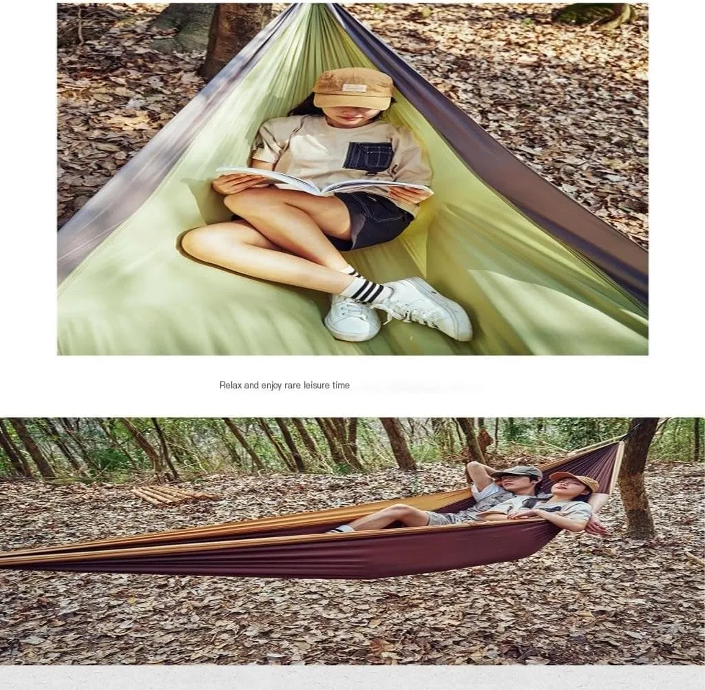 Hammocks Outdoor Camping Hammock Swing Anti-Rollover Portable Hanging Basket Thickened Outdoor Double Hanging Camping Hammocks(Brown)