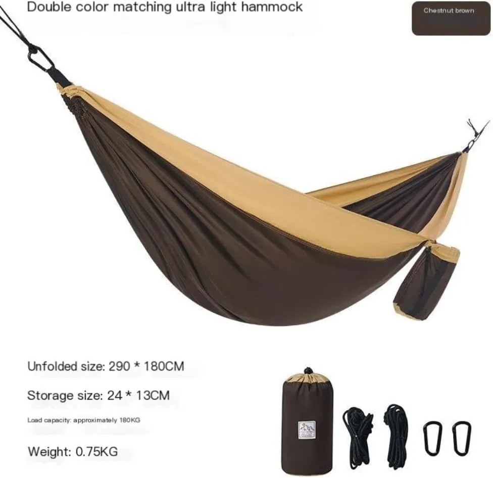 Hammocks Outdoor Camping Hammock Swing Anti-Rollover Portable Hanging Basket Thickened Outdoor Double Hanging Camping Hammocks(Brown)